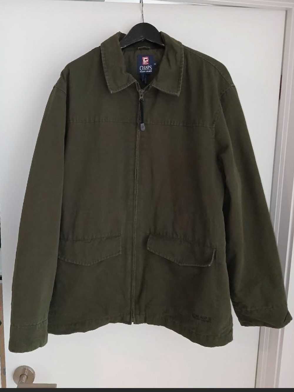 Vtg 90s Chaps Ralph Lauren Canvas Utility Field Jacket M Oversized Dark Green